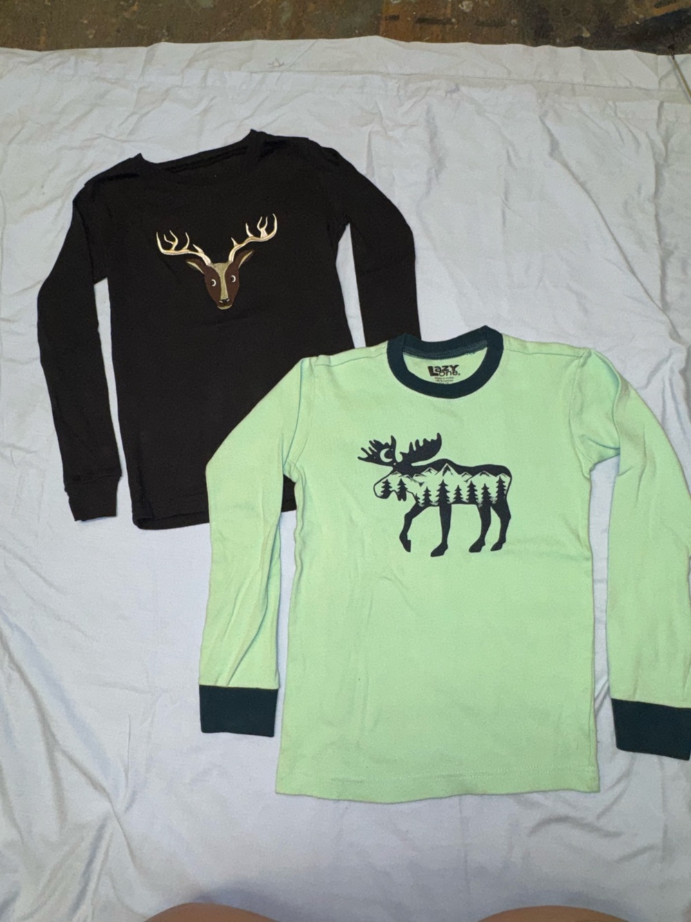 Lazy One Boys Long Sleeve Moose Green & Black Long Sleeve Deer Leveret